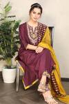 Buy_Falguni.Foram_Purple Kurta And Pant Dupion Silk & Dupatta Zari Stripe Floral Embroidered Set _Online_at_Aza_Fashions