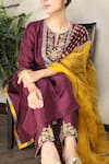 Shop_Falguni.Foram_Purple Kurta And Pant Dupion Silk & Dupatta Zari Stripe Floral Embroidered Set _Online_at_Aza_Fashions