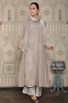 Buy_Falguni.Foram_Grey Kurta Silk, Pant Digital Print Mal And Scarf Silk, Set _at_Aza_Fashions