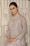 Buy_Falguni.Foram_Grey Kurta Silk, Pant Digital Print Mal And Scarf Silk, Set _Online_at_Aza_Fashions