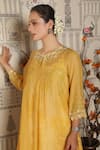 Buy_Falguni.Foram_Yellow Kurta Silk, Pant Digital Print Mal And Scarf Silk, Set _Online_at_Aza_Fashions