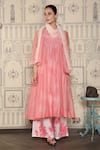 Buy_Falguni.Foram_Pink Kurta Silk, Pant Digital Print Mal And Scarf Silk, Set _at_Aza_Fashions