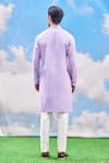 Shop_Tisa - Men_Purple Silk Viscose Blend Embroidered Floral Full Sleeve Kurta Set  _at_Aza_Fashions