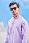 Shop_Tisa - Men_Purple Silk Viscose Blend Embroidered Floral Full Sleeve Kurta Set  _Online_at_Aza_Fashions