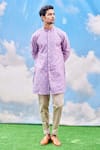 Buy_Tisa - Men_Purple Kurta-silk Viscose Blend Woven Leaf Kurta Set  _at_Aza_Fashions