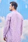 Shop_Tisa - Men_Purple Kurta-silk Viscose Blend Woven Leaf Kurta Set  _at_Aza_Fashions