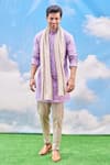 Tisa - Men_Purple Kurta-silk Viscose Blend Woven Leaf Kurta Set  _Online_at_Aza_Fashions