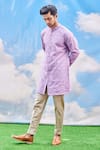 Buy_Tisa - Men_Purple Kurta-silk Viscose Blend Woven Leaf Kurta Set  _Online_at_Aza_Fashions