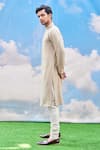 Shop_Tisa - Men_Beige Silk Viscose Blend Embroidered Full Sleeve Kurta Set  _Online_at_Aza_Fashions