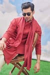 Buy_Tisa - Men_Red Bundi Embroidered Floral And Full Sleeve Kurta Set _Online_at_Aza_Fashions