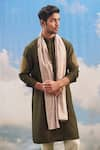 Tisa - Men_Green Silk Viscose Blend Embroidered Leaf Sleeve Kurta Set _Online_at_Aza_Fashions