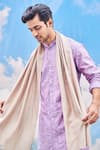 Buy_Tisa - Men_Purple Kurta And Stole - Silk Viscose Blend Woven Leaf Set  _Online_at_Aza_Fashions