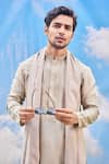 Buy_Tisa - Men_Beige Silk Viscose Blend Embroidered Mandarin Collar Kurta Set  _Online_at_Aza_Fashions