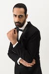 Buy_KAKA CALCUTTA_Black Suiting Fabric Shawl Collar Tuxedo And Pant Set _Online_at_Aza_Fashions