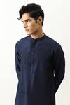 Kaka Calcutta_Blue Bam And Cotton Thread & Placement Embroidered Kurta & Pant Set _Online_at_Aza_Fashions