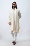 Buy_Kaka Calcutta_White Bam And Cotton Mirror Embroidered Achkan Set _at_Aza_Fashions