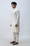 Shop_Kaka Calcutta_White Bam And Cotton Mirror Embroidered Kurta & Pant Set _at_Aza_Fashions