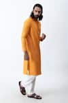 Shop_KAKA CALCUTTA_Orange Satin And Silk Embroidery Thread Kurta & Pant Set _at_Aza_Fashions