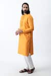 KAKA CALCUTTA_Orange Satin And Silk Embroidery Thread Kurta & Pant Set _Online_at_Aza_Fashions