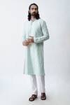 Buy_KAKA CALCUTTA_Green Bam And Cotton Pintuck Detail Kurta & Pant Set _at_Aza_Fashions