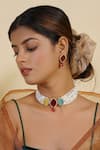 Buy_Hairatt_Multi Color Stone And Pearls Embellished Choker Set_at_Aza_Fashions