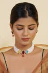 Hairatt_Multi Color Stone And Pearls Embellished Choker Set_Online_at_Aza_Fashions