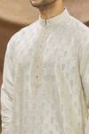 Vivek Karunakaran_White Raw Silk Embroidered Thread Work Floral Kurta  _at_Aza_Fashions