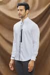 Shop_Vivek Karunakaran_White Poplin Standing Collar Shirt _Online_at_Aza_Fashions