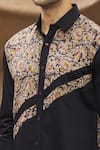 Vivek Karunakaran_Black Poplin Printed Floral Printblock Shirt  _at_Aza_Fashions