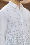 Vivek Karunakaran_White Linen Geometric Print Shirt_at_Aza_Fashions