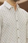 Vivek Karunakaran_Beige Linen Embroidered Thread Work Star Shirt  _at_Aza_Fashions