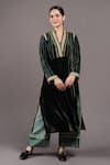 Shop_Shades Of India_Green Sahiba Velvet Kurta_Online_at_Aza_Fashions