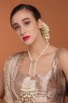 Buy_Joules By Radhika_Grey Kundan Polkis Pearl Shawl Necklace_at_Aza_Fashions