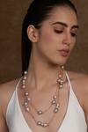 Buy_Joules By Radhika_Gold Plated Swarovski Nysha Oval Shell Pearls Necklace Set Of 2_at_Aza_Fashions