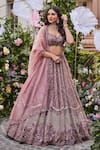 Shop_SurabhiChopraLabel_Pink Organza And Tulle Embroidery Cutdana La Reine Bridal Lehenga Set  _at_Aza_Fashions