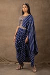 Nupur Kanoi_Blue Silk And Crepe Embroidery & Bandhani Pre-draped Saree With Blouse  _Online_at_Aza_Fashions