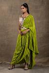 Shop_Nupur Kanoi_Green Crepe Embroidery And Print Pre-draped Bandhani Saree With Blouse  _Online_at_Aza_Fashions