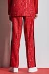 Shop_Line out line_Red Cotton Poly Blend Embroidery Straight Pants  _Online_at_Aza_Fashions