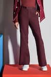 Buy_Line out line_Maroon Cotton Linen Bell Bottoms  _Online_at_Aza_Fashions