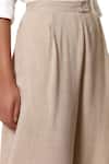 Buy_Abraham & Thakore_Beige Cellulose Blend Flared Striped Hem Pants_Online_at_Aza_Fashions