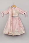 Buy_P & S CO_Pink Chanderi Lace, Embroidery Lehenga Set _at_Aza_Fashions
