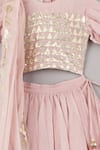P & S CO_Pink Chanderi Lace, Embroidery Lehenga Set _Online_at_Aza_Fashions