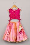 Buy_P & S CO_Pink Silk Tassels, Sequins, Embroidery Shibori Print Lehenga And Choli Set _at_Aza_Fashions