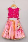 Shop_P & S CO_Pink Silk Tassels, Sequins, Embroidery Shibori Print Lehenga And Choli Set _at_Aza_Fashions