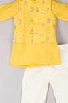 Buy_P & S CO_Yellow Silk Embroidery Bundi Kurta Set _Online_at_Aza_Fashions