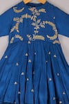 P & S CO_Blue Silk Embroidery Zari Dress _Online_at_Aza_Fashions