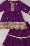 P & S Co_Purple Bandhani Print Kurta And Sharara Set For Girls_Online_at_Aza_Fashions