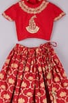 P & S CO_Red Silk, Brocade Sequins, Zari Lotus Lehenga And Choli Set _Online_at_Aza_Fashions