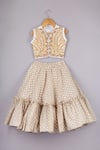 Buy_P & S CO_White Silk, Brocade Embroidery, Lace, Geometric Banarasi Lehenga And Choli Set _at_Aza_Fashions