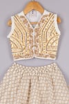 P & S CO_White Silk, Brocade Embroidery, Lace, Geometric Banarasi Lehenga And Choli Set _Online_at_Aza_Fashions